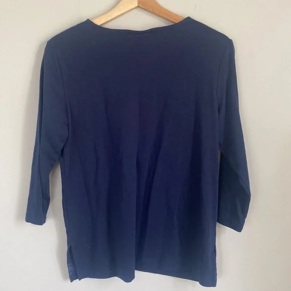 Alfred Dunner Navy Blue Embroidered Blouse Tunic Size Small - Picture 6 of 6